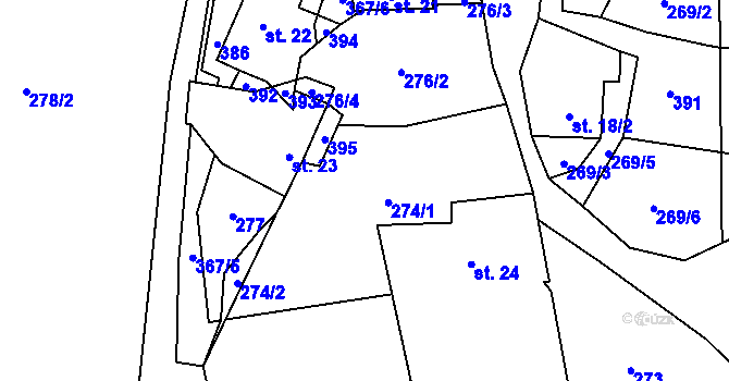Parcela st. 274 v KÚ Chlum, Katastrální mapa