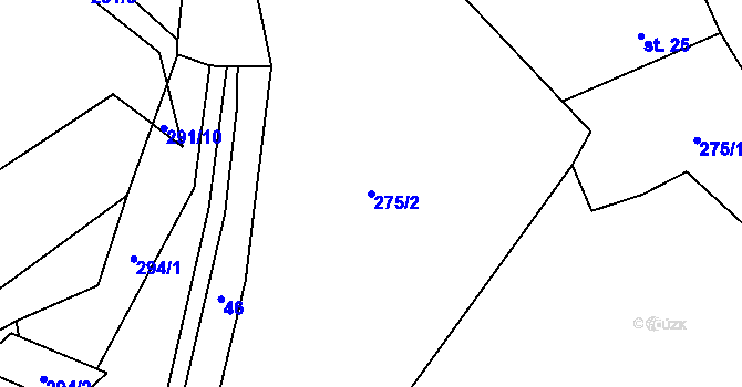 Parcela st. 275/2 v KÚ Chlum, Katastrální mapa