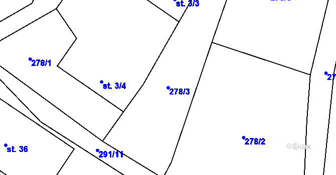 Parcela st. 278/3 v KÚ Chlum, Katastrální mapa