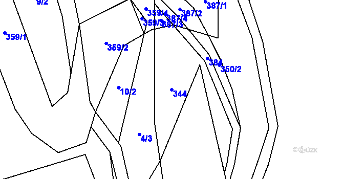 Parcela st. 344 v KÚ Chlum, Katastrální mapa