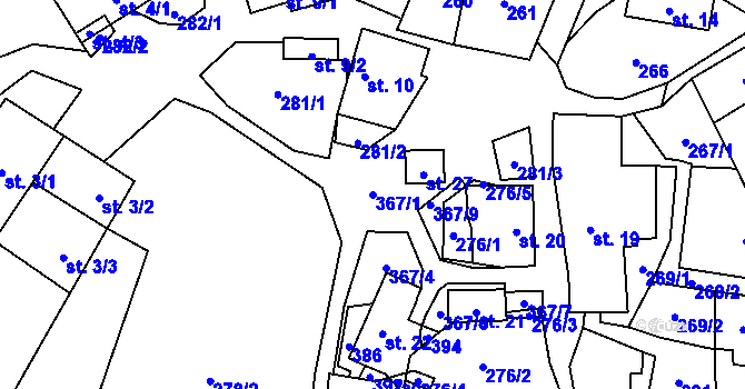 Parcela st. 367/1 v KÚ Chlum, Katastrální mapa