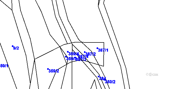 Parcela st. 387 v KÚ Chlum, Katastrální mapa