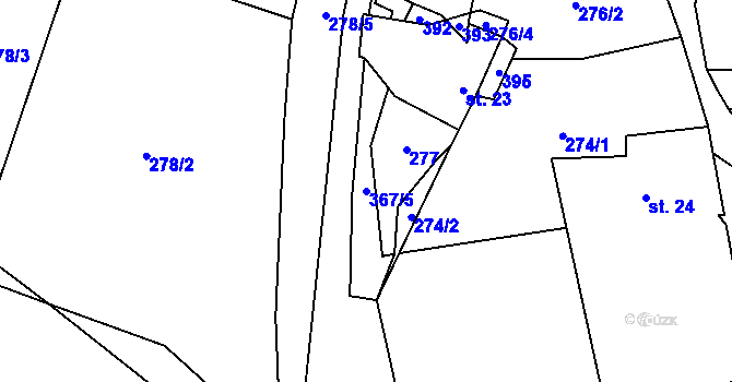 Parcela st. 367/5 v KÚ Chlum, Katastrální mapa