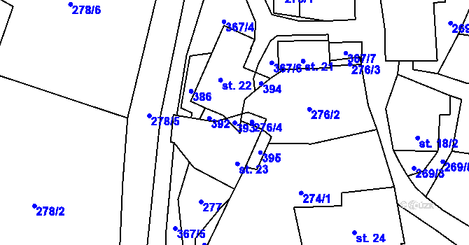 Parcela st. 393 v KÚ Chlum, Katastrální mapa