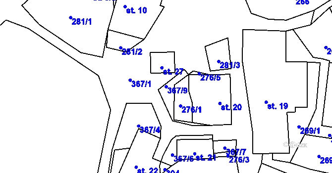 Parcela st. 367/9 v KÚ Chlum, Katastrální mapa