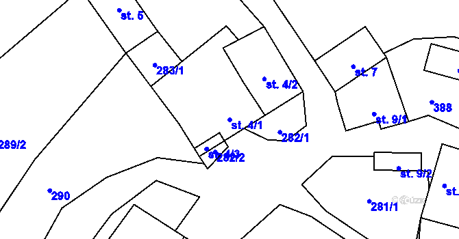 Parcela st. 4/1 v KÚ Chlum, Katastrální mapa
