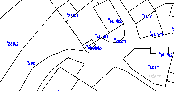 Parcela st. 4/3 v KÚ Chlum, Katastrální mapa