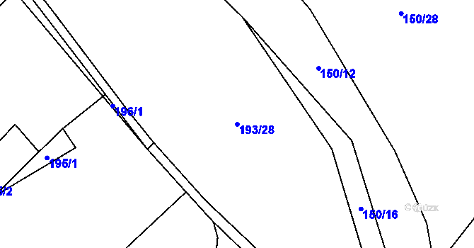 Parcela st. 193/28 v KÚ Korouhvice, Katastrální mapa