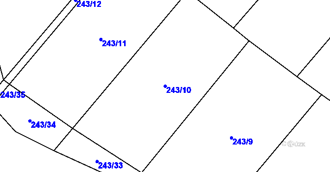 Parcela st. 243/10 v KÚ Korouhvice, Katastrální mapa