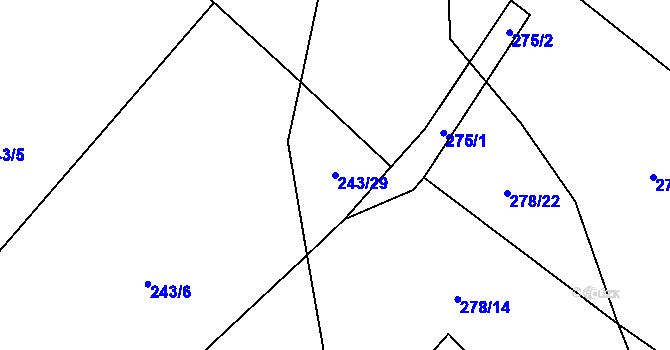 Parcela st. 243/29 v KÚ Korouhvice, Katastrální mapa