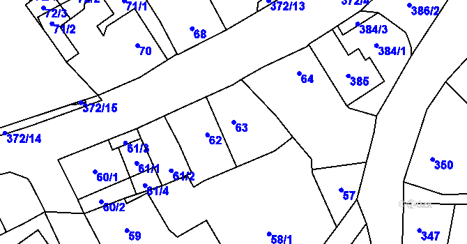 Parcela st. 63 v KÚ Chlum Svaté Maří, Katastrální mapa