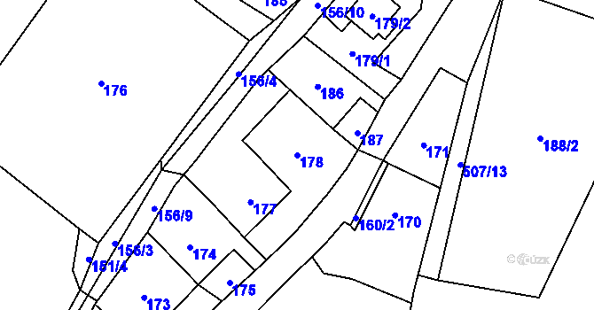 Parcela st. 178 v KÚ Chlum Svaté Maří, Katastrální mapa