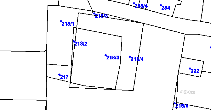 Parcela st. 218/3 v KÚ Chlum Svaté Maří, Katastrální mapa