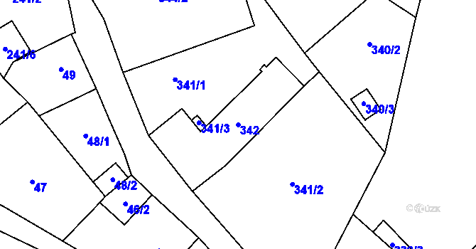 Parcela st. 342 v KÚ Chlum Svaté Maří, Katastrální mapa
