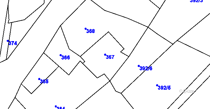 Parcela st. 367 v KÚ Chlum Svaté Maří, Katastrální mapa
