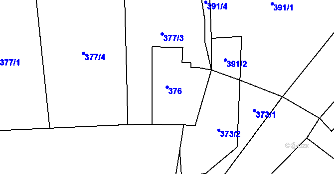 Parcela st. 376 v KÚ Chlum Svaté Maří, Katastrální mapa