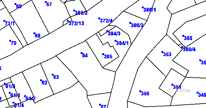 Parcela st. 385 v KÚ Chlum Svaté Maří, Katastrální mapa