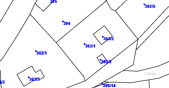 Parcela st. 363/1 v KÚ Chlum Svaté Maří, Katastrální mapa