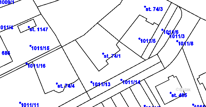 Parcela st. 74/1 v KÚ Chlum u Třeboně, Katastrální mapa