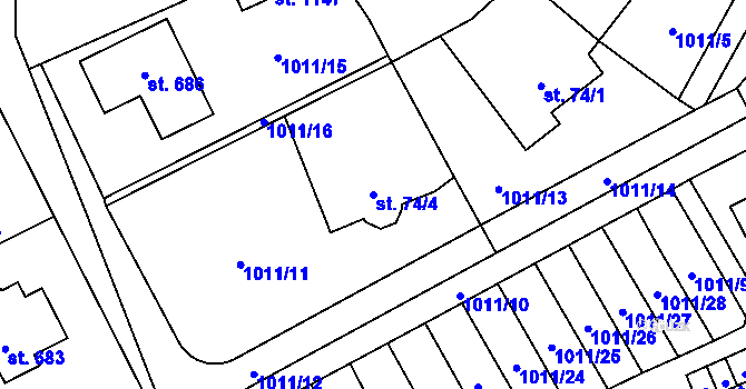 Parcela st. 74/4 v KÚ Chlum u Třeboně, Katastrální mapa