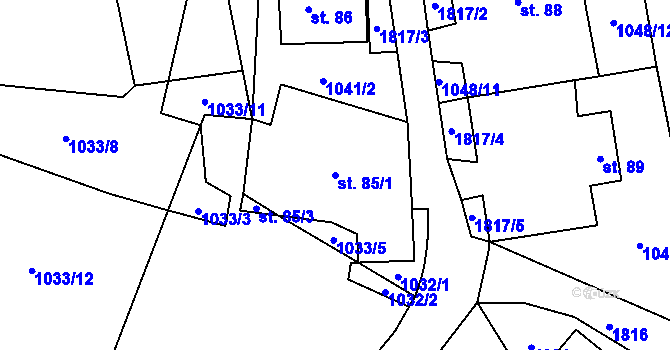 Parcela st. 85/1 v KÚ Chlum u Třeboně, Katastrální mapa