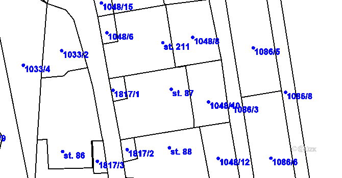 Parcela st. 87 v KÚ Chlum u Třeboně, Katastrální mapa