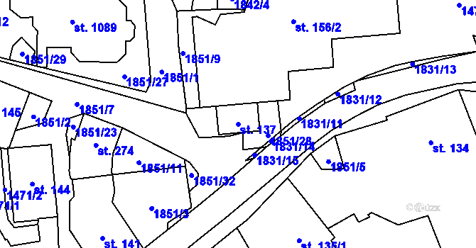 Parcela st. 137 v KÚ Chlum u Třeboně, Katastrální mapa