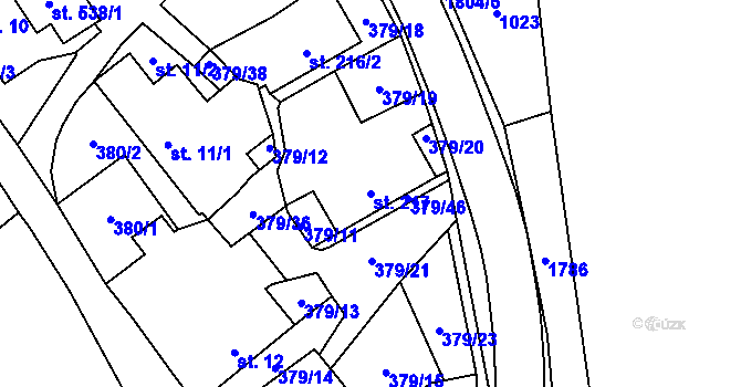 Parcela st. 217 v KÚ Chlum u Třeboně, Katastrální mapa