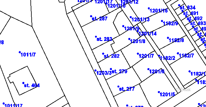 Parcela st. 282 v KÚ Chlum u Třeboně, Katastrální mapa