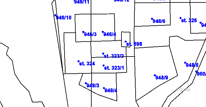 Parcela st. 323/2 v KÚ Chlum u Třeboně, Katastrální mapa