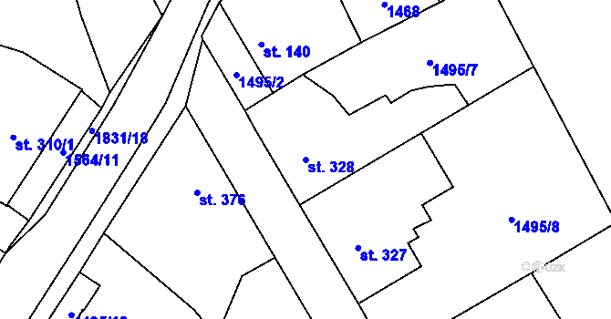 Parcela st. 328 v KÚ Chlum u Třeboně, Katastrální mapa