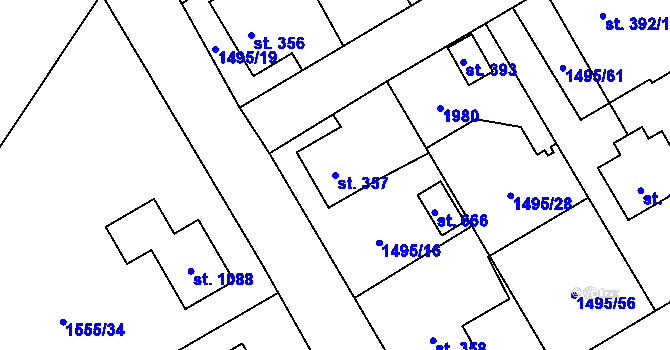 Parcela st. 357 v KÚ Chlum u Třeboně, Katastrální mapa