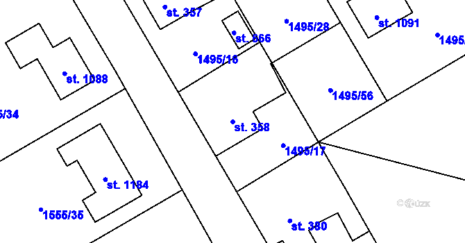 Parcela st. 358 v KÚ Chlum u Třeboně, Katastrální mapa