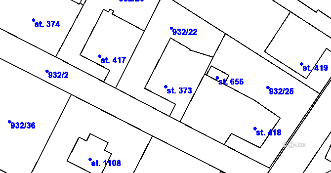 Parcela st. 373 v KÚ Chlum u Třeboně, Katastrální mapa
