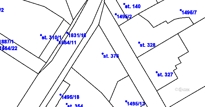 Parcela st. 376 v KÚ Chlum u Třeboně, Katastrální mapa