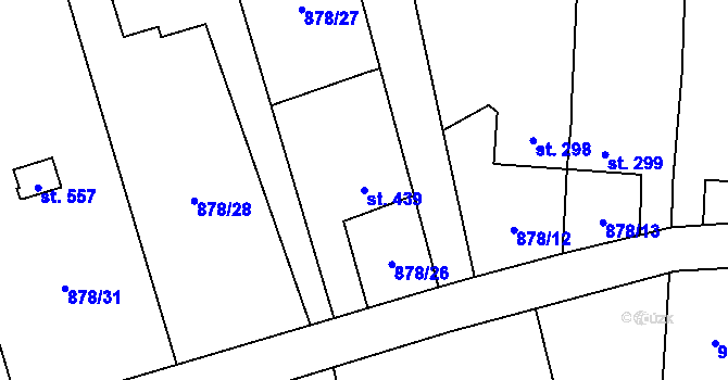 Parcela st. 439 v KÚ Chlum u Třeboně, Katastrální mapa