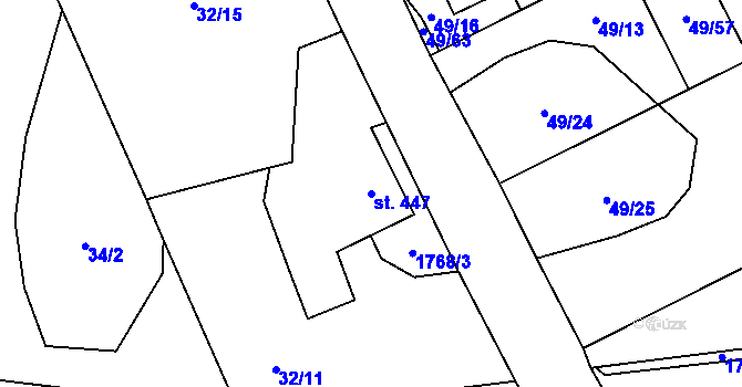 Parcela st. 447 v KÚ Chlum u Třeboně, Katastrální mapa