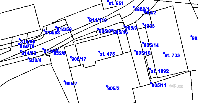 Parcela st. 475 v KÚ Chlum u Třeboně, Katastrální mapa