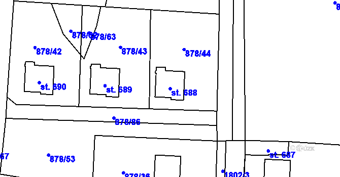 Parcela st. 688 v KÚ Chlum u Třeboně, Katastrální mapa