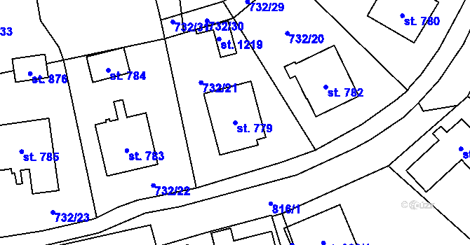 Parcela st. 779 v KÚ Chlum u Třeboně, Katastrální mapa