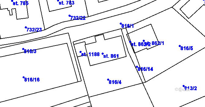 Parcela st. 861 v KÚ Chlum u Třeboně, Katastrální mapa