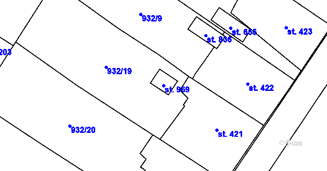 Parcela st. 969 v KÚ Chlum u Třeboně, Katastrální mapa