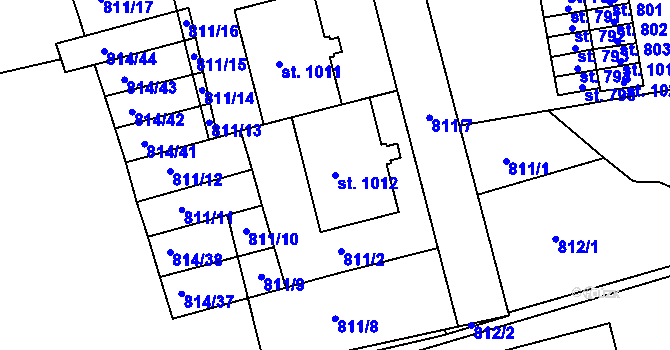 Parcela st. 1012 v KÚ Chlum u Třeboně, Katastrální mapa