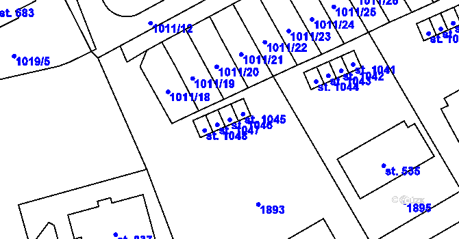 Parcela st. 1046 v KÚ Chlum u Třeboně, Katastrální mapa
