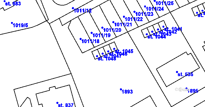 Parcela st. 1047 v KÚ Chlum u Třeboně, Katastrální mapa