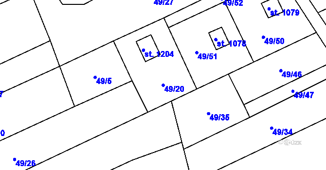 Parcela st. 49/20 v KÚ Chlum u Třeboně, Katastrální mapa
