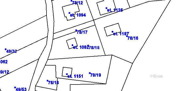 Parcela st. 78/15 v KÚ Chlum u Třeboně, Katastrální mapa