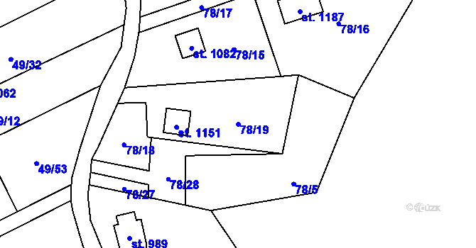 Parcela st. 78/19 v KÚ Chlum u Třeboně, Katastrální mapa