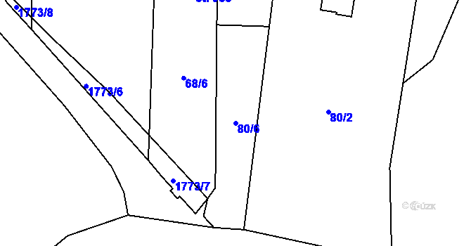 Parcela st. 80/6 v KÚ Chlum u Třeboně, Katastrální mapa