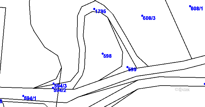 Parcela st. 598 v KÚ Chlum u Třeboně, Katastrální mapa